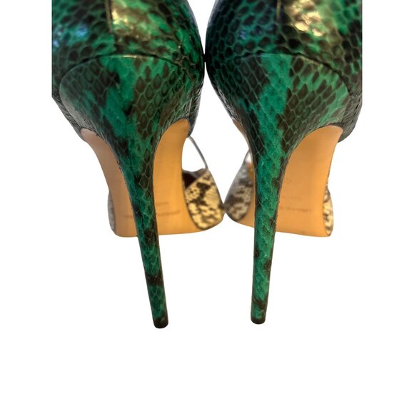 Bionda Castana Stiletto Heels Size 40 / 9-9.5 Snakeskin Two Toned Ankle Ties - Picture 5 of 11